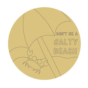 Design By Line Round MDF Cutout Coastal Beach Umbrella Scene With Crab Outline - Unfinished For DIY