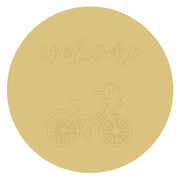 Design By Line Round MDF Cutout Welcome Bicycle - Unfinished For DIY