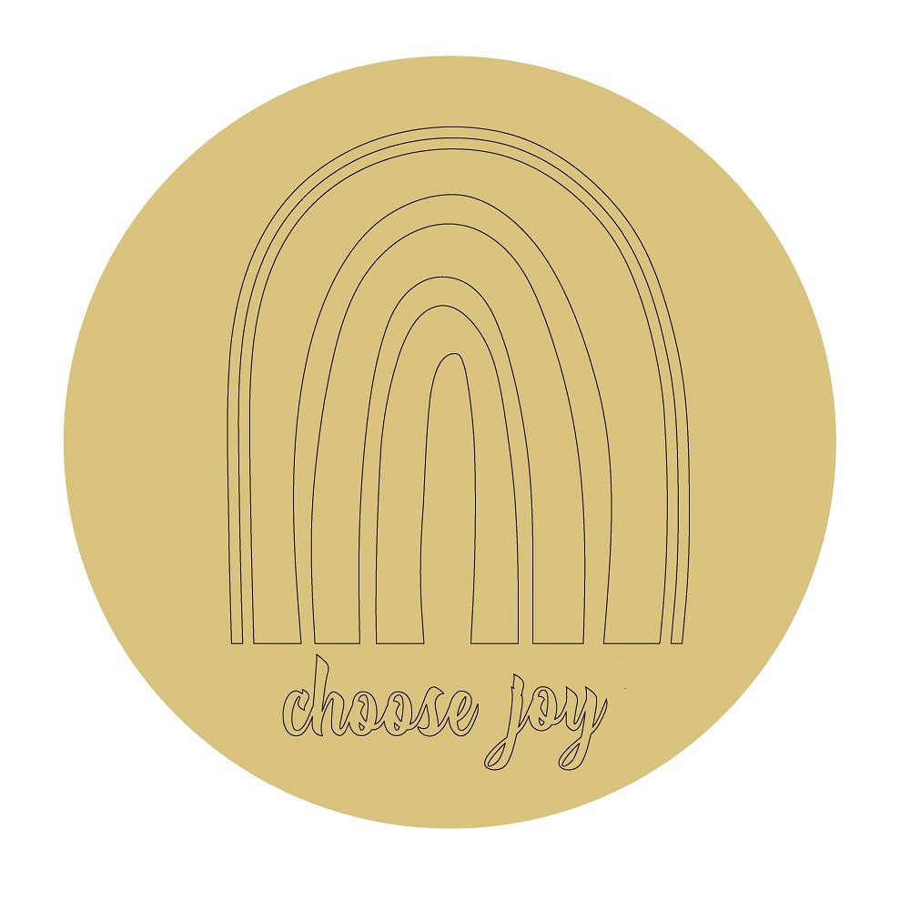 Design By Line Round MDF Cutout Rainbow Arches With Choose Joy Text - Unfinished For DIY