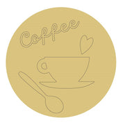Design By Line Round MDF Cutout Coffee Cup With Heart And Spoon - Unfinished For DIY