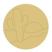 Design By Line Round MDF Cutout Desert Cactus Landscape - Unfinished For DIY