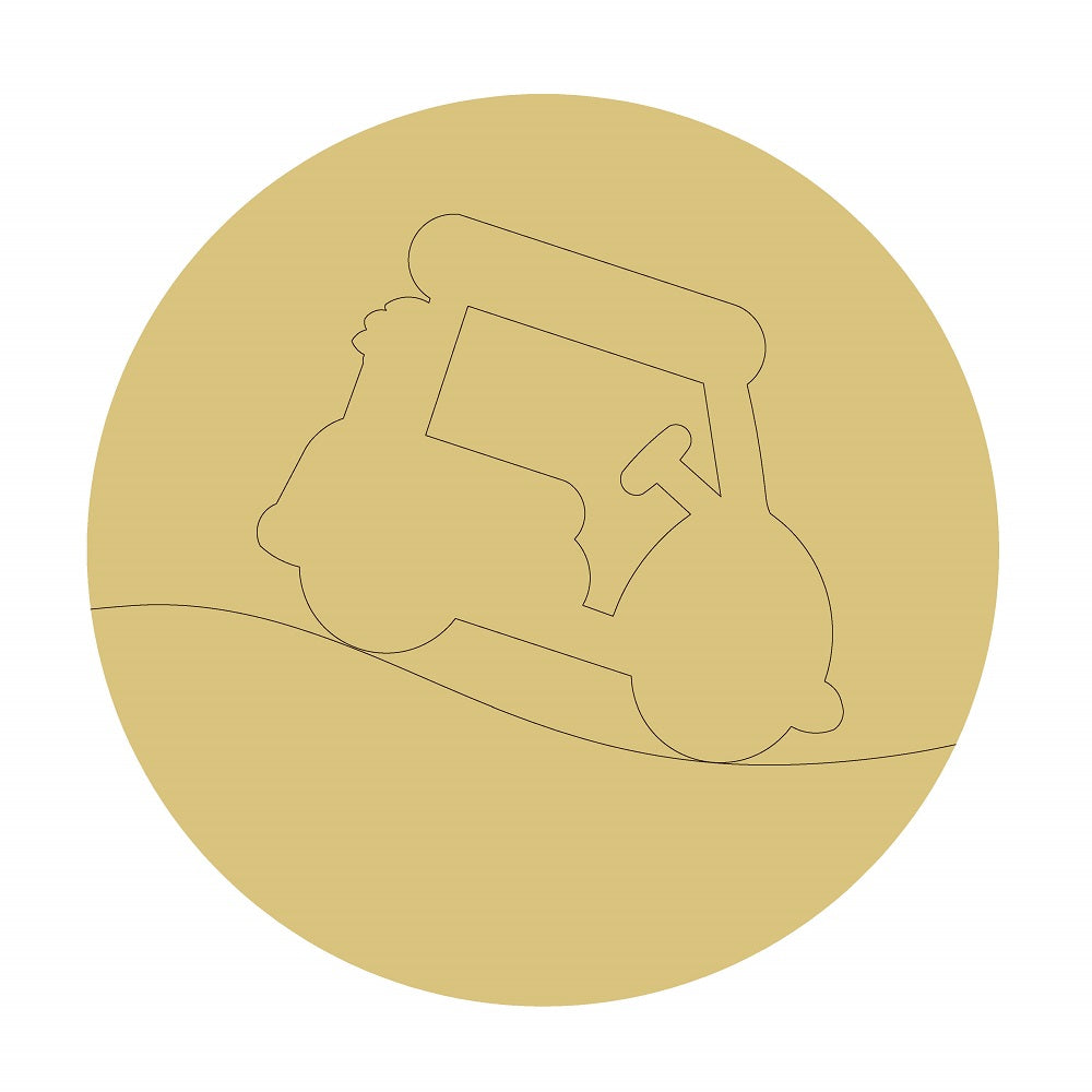 Design By Line Circle Golf Cart Unfinished Wood Cutout Style 1 Art 1