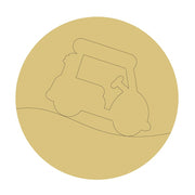 Design By Line Round MDF Cutout Golf Cart Silhouette On Hillside - Unfinished For DIY