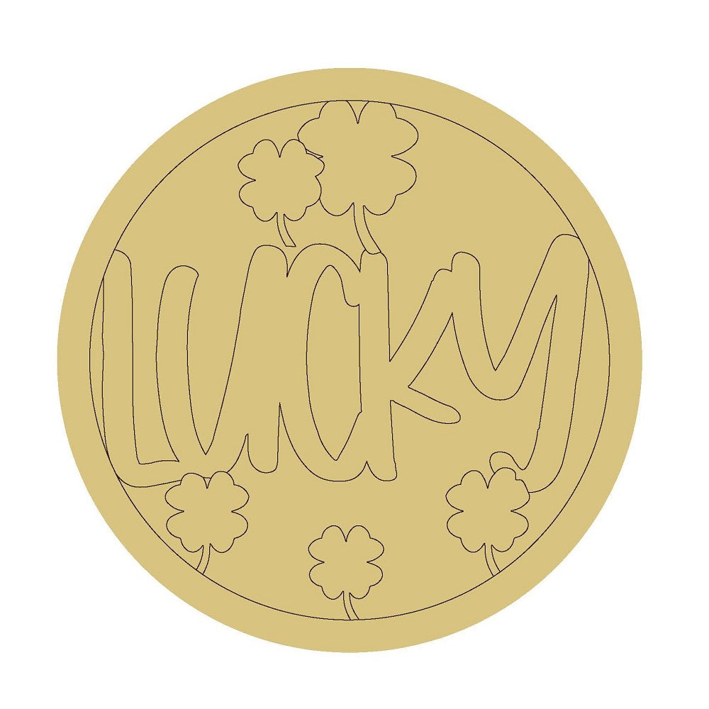 Design By Line Round MDF Cutout Lucky Shamrocks - Unfinished For DIY