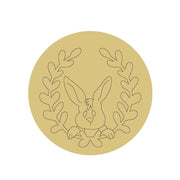 Design By Line Round MDF Cutout Easter Rabbit With Laurel Wreath - Unfinished For DIY
