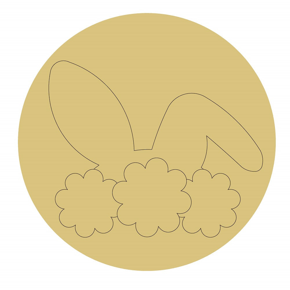 Design By Round Line Rabbit Ears MDF Cutout Silhouette - Unfinished For DIY