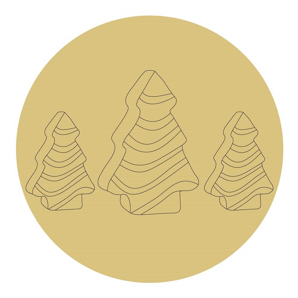 Design By Line Round MDF Cutout Three Christmas Trees - Unfinished For DIY