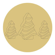Design By Line Round MDF Cutout Three Christmas Trees - Unfinished For DIY