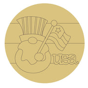 Design By Line Circle MDF Cutout USA Gnome On Circle - Unfinished For DIY