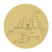 Design By Line Circle MDF Cutout Whales With Trees And Wildlife - Unfinished For DIY