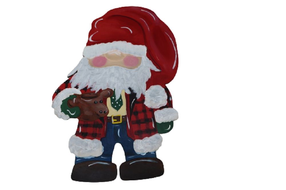 Design By Line Santa MDF Cutout Winter Coat With Sack - Unfinished For DIY