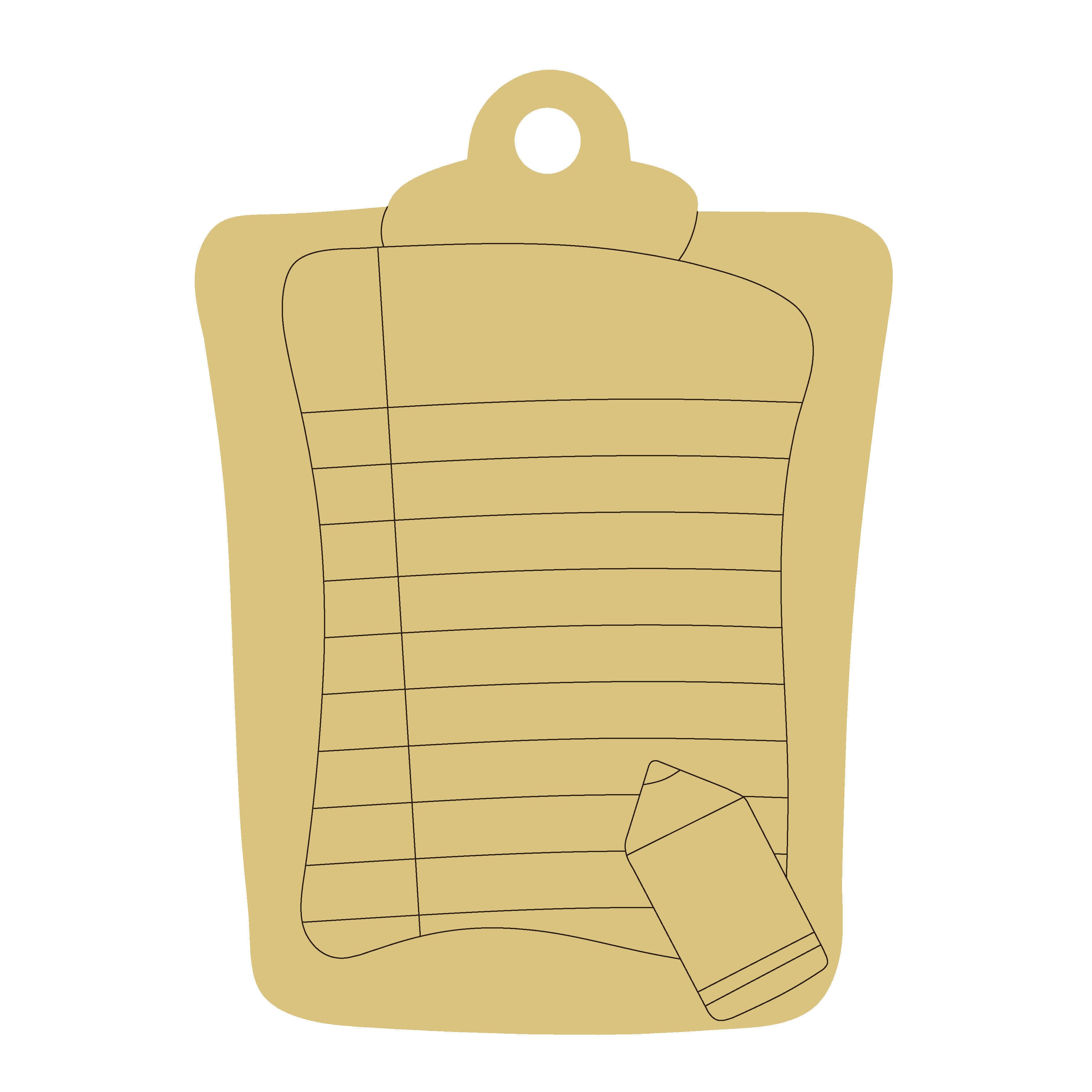 Design By Line Clipboard MDF Cutout Laser-Etched Horizontal Lines - Unfinished For DIY