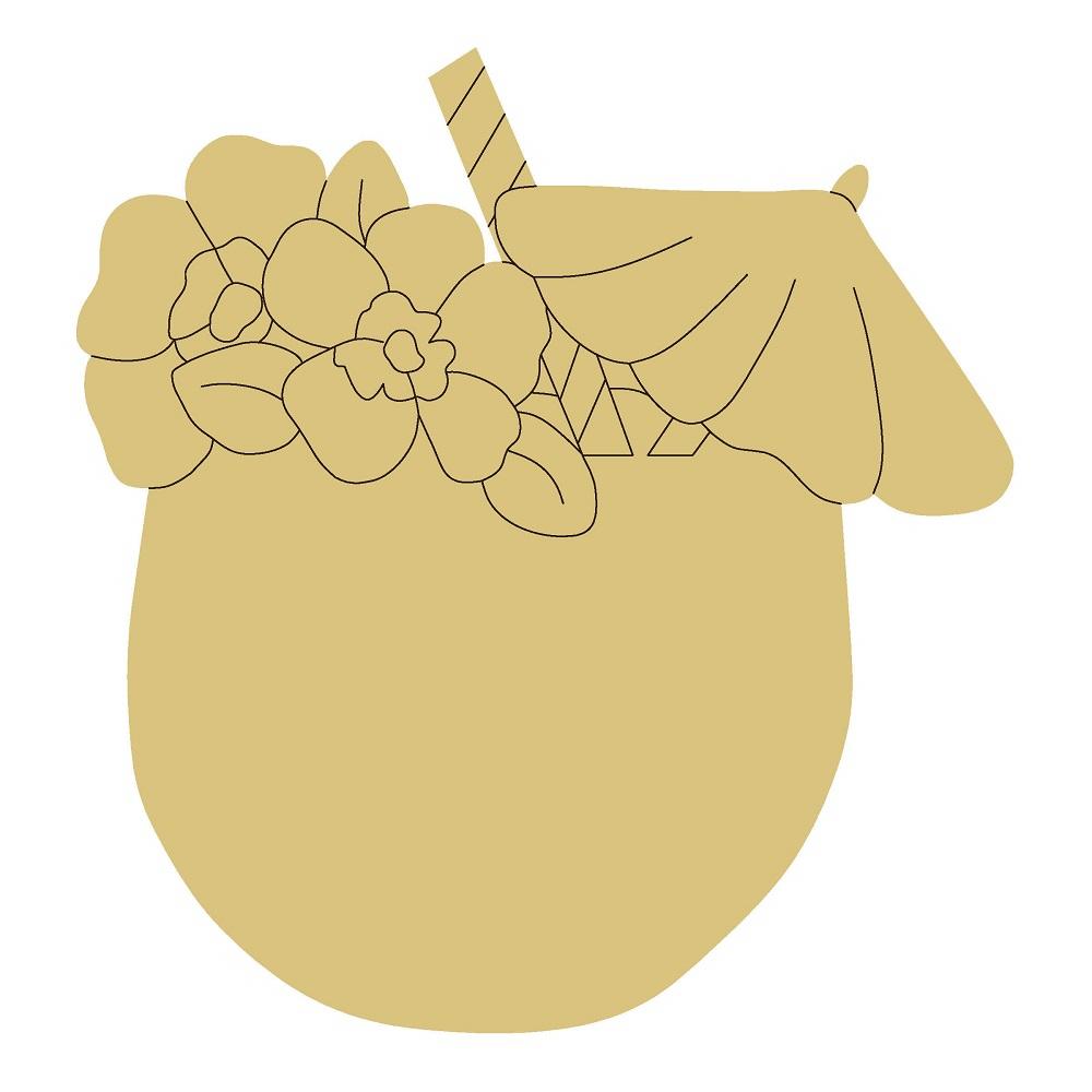 Design By Line Coconut MDF Cutout Drink With Floral Bouquet - Unfinished For DIY