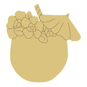 Design By Line Coconut MDF Cutout Drink With Floral Bouquet - Unfinished For DIY