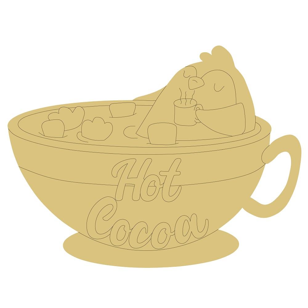 Design By Line Mug MDF Cutout Hot Cocoa With Penguin - Unfinished For DIY