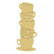 Design By Line Stacked Cups MDF Cutout Coffee - Unfinished For DIY