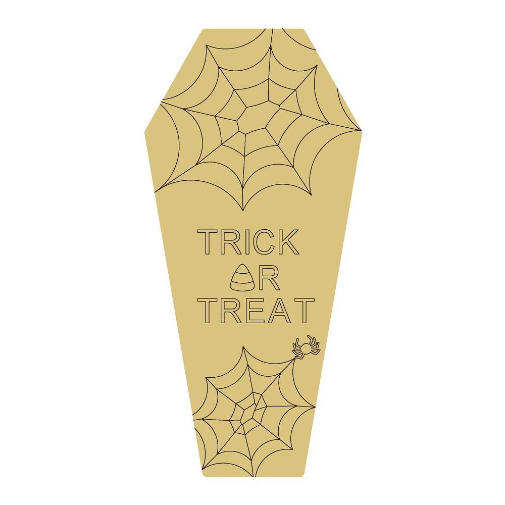 Design By Line Coffin MDF Cutout Trick Or Treat Spider Webs - Unfinished For DIY