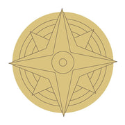 Design By Line Round MDF Cutout Nautical Compass Rose - Unfinished For DIY