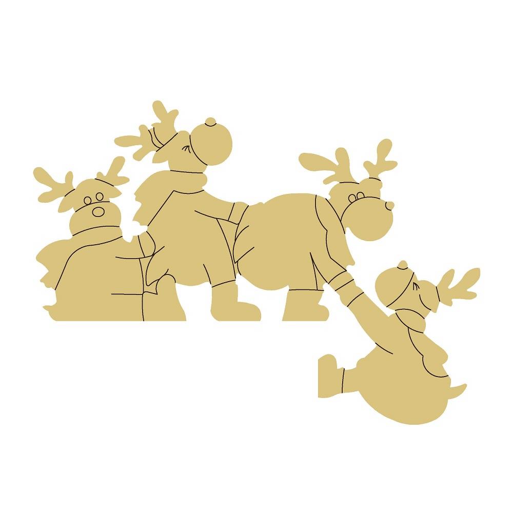 Design By Line Corner Reindeer MDF Cutout Reindeer Scene Silhouette - Unfinished For DIY