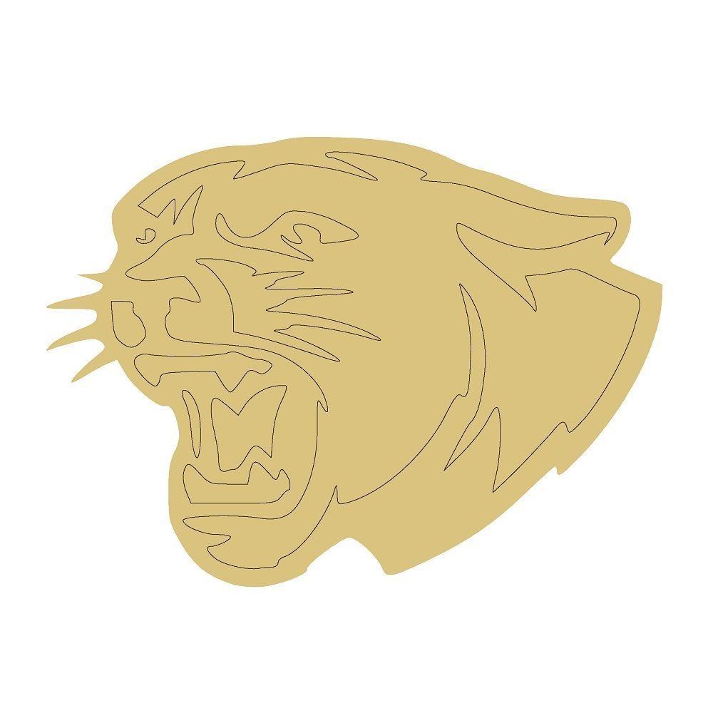 Design By Line Cougar MDF Cutout Cougar Head Line Art - Unfinished For DIY
