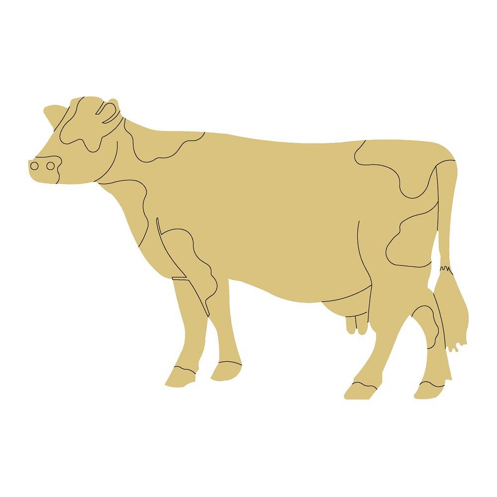 Design By Line Cow Silhouette MDF Cutout Laser-Etched Contour Line Art - Unfinished For DIY
