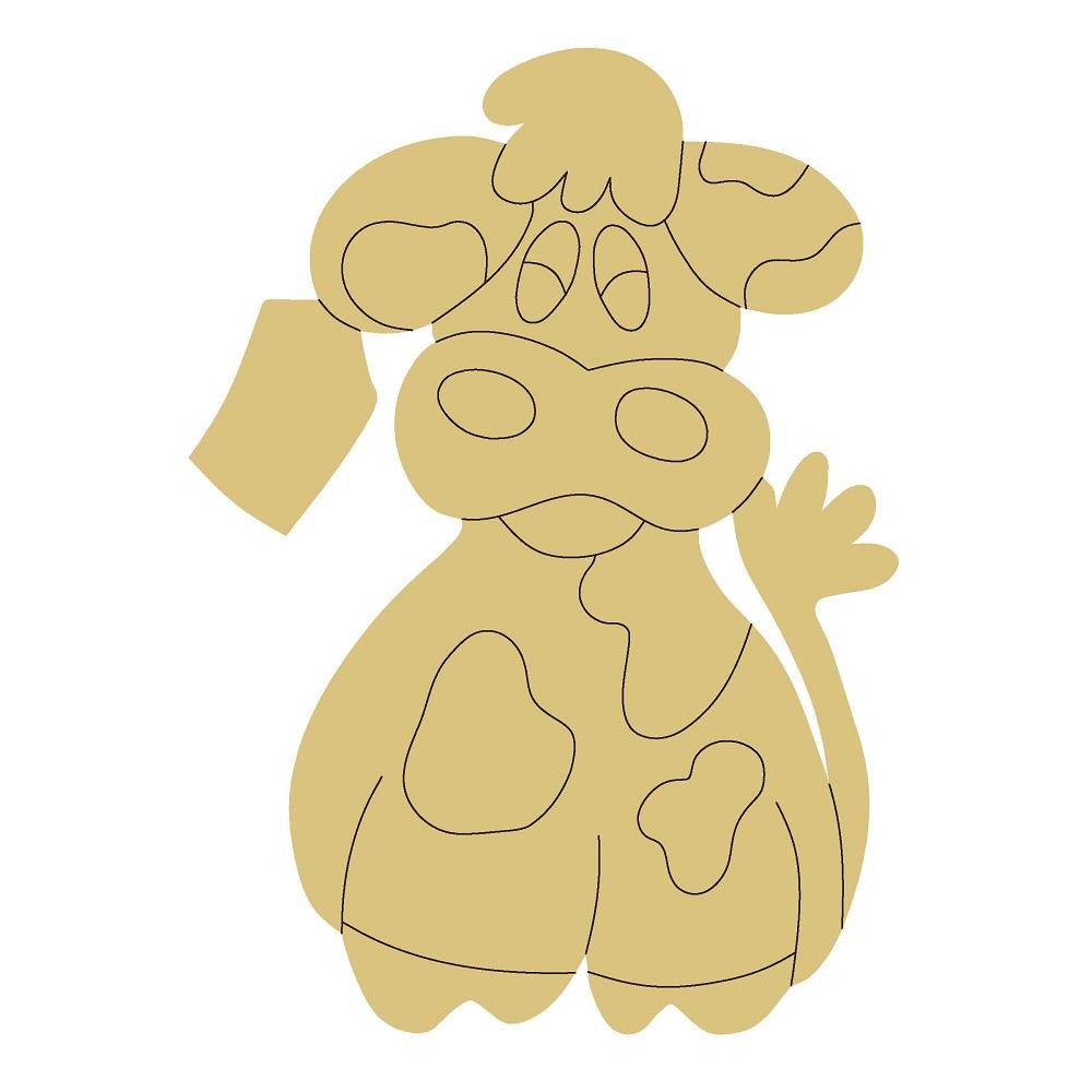 Design By Line Cow MDF Cutout Silhouette Style 3 - Unfinished For DIY