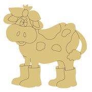 Design By Line Cow MDF Cutout Silhouette With Boots - Unfinished For DIY