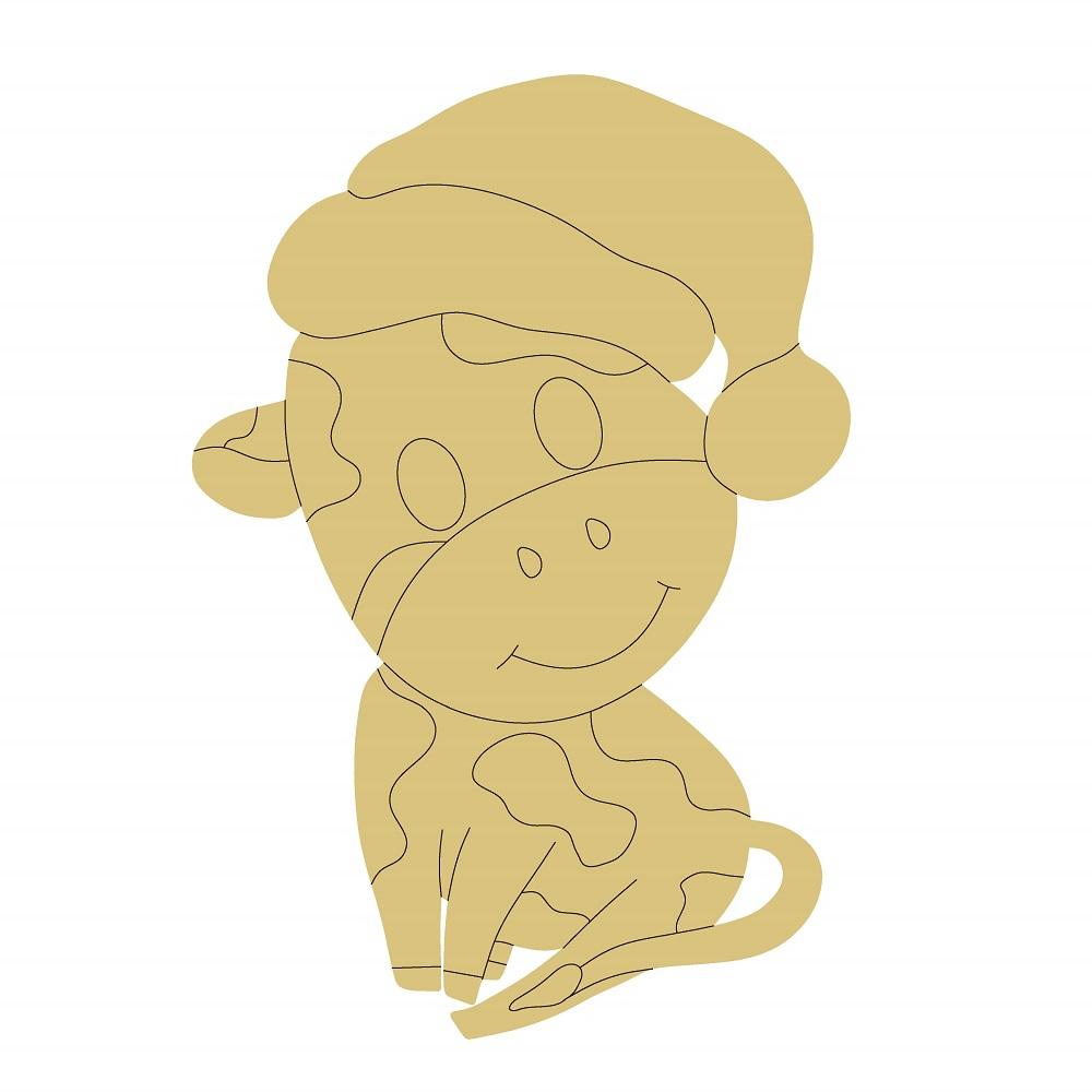 Design By Line Cow Silhouette MDF Cutout Christmas Cow - Unfinished For DIY