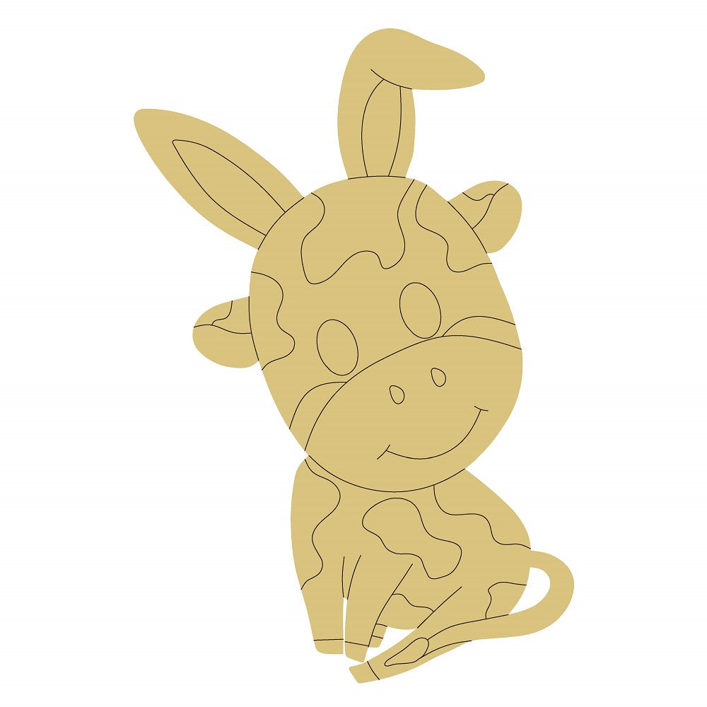 Design By Line Cow MDF Cutout Silhouette Style 6 - Unfinished For DIY