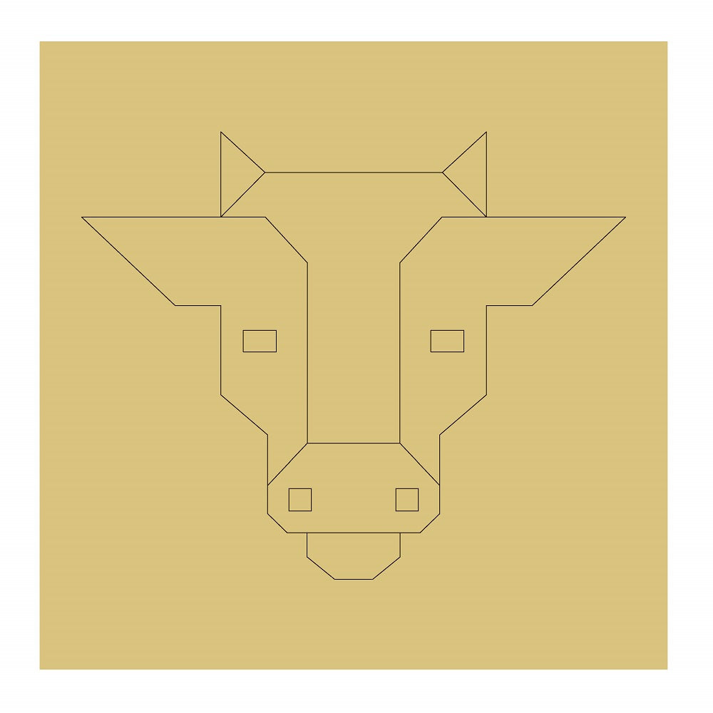 Design By Line Cow MDF Cutout Geometric Silhouette - Unfinished For DIY