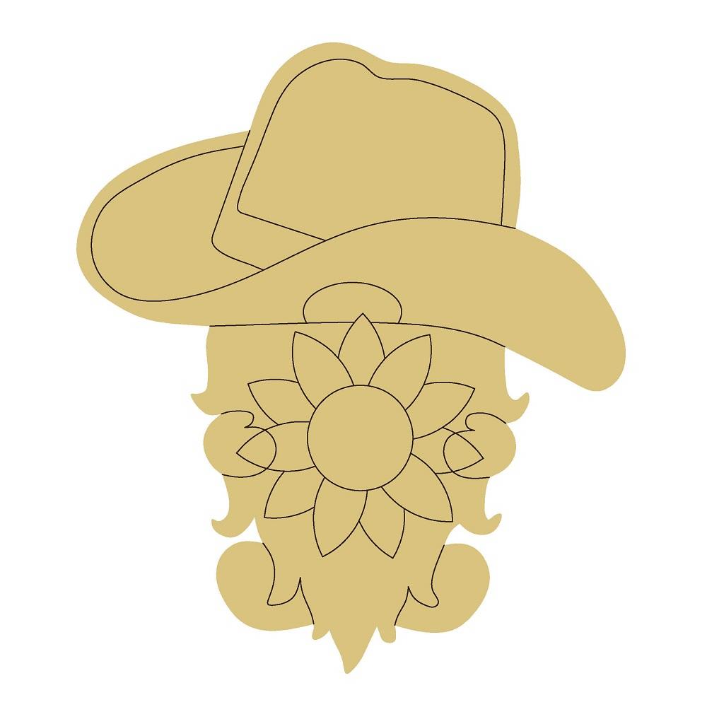 Design By Line Cowboy Gnome MDF Cutout With Sunflower - Unfinished For DIY