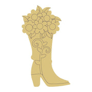 Design By Line Cowboy Boot MDF Cutout Floral Bouquet Silhouette - Unfinished For DIY