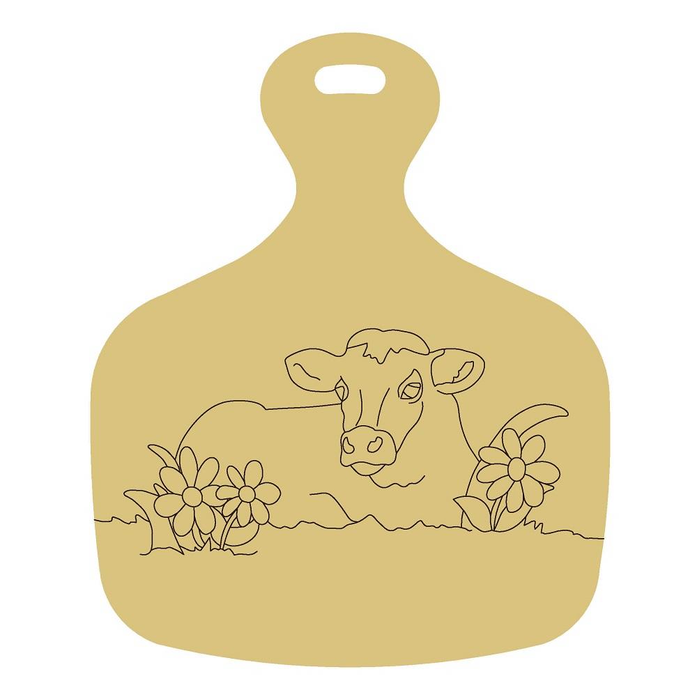 Design By Line Cow Tag MDF Cutout With Cow On It - Unfinished For DIY