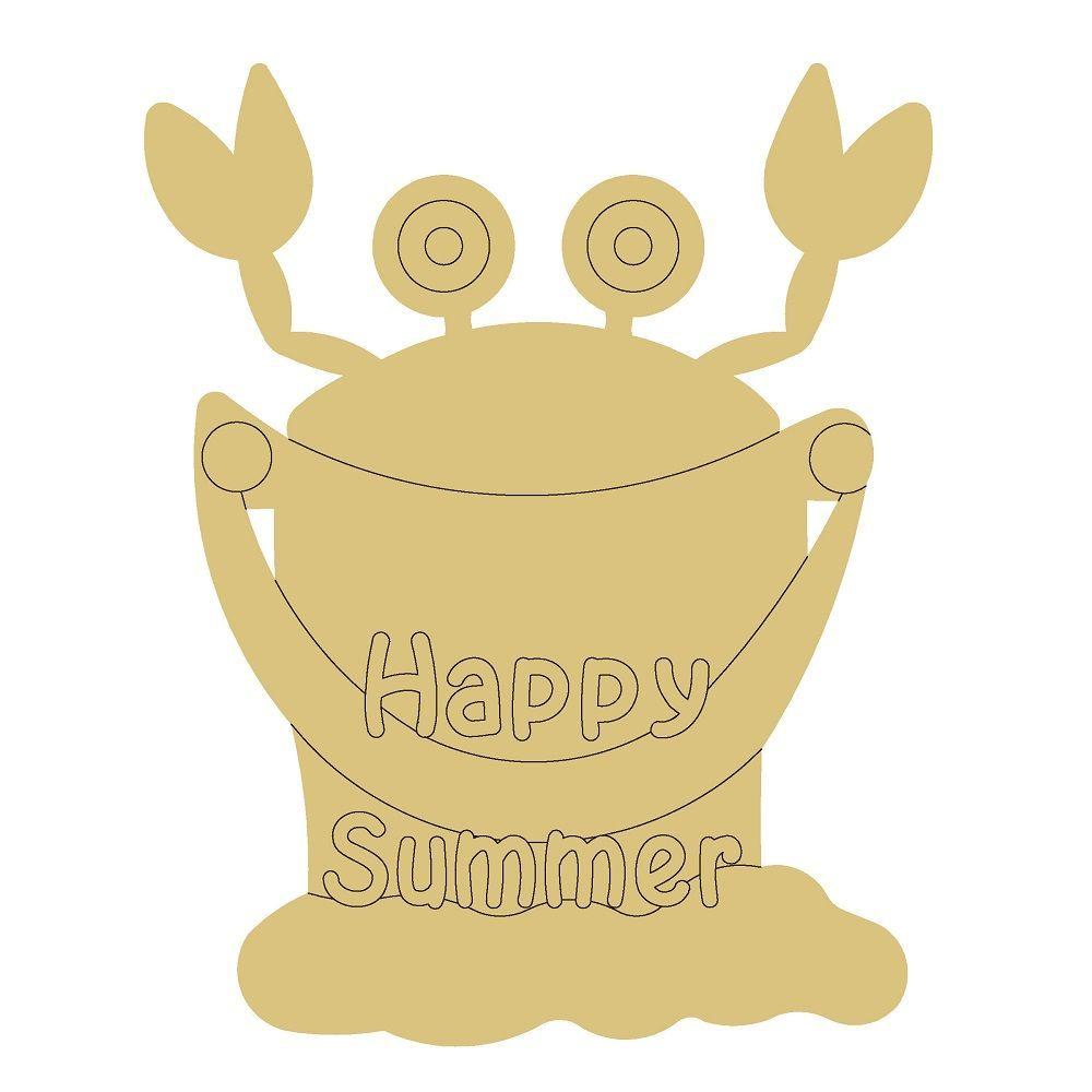 Design By Line Crab MDF Cutout Happy Summer - Unfinished For DIY