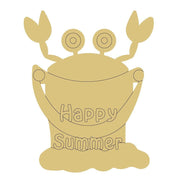 Design By Line Crab MDF Cutout Happy Summer - Unfinished For DIY