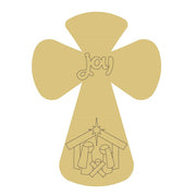 Design By Line Cross MDF Cutout Joy Nativity Scene - Unfinished For DIY