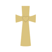 Design By Line Cross MDF Cutout With Heart - Unfinished For DIY