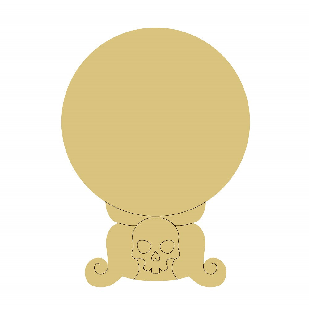 Design By Line Crystal Ball MDF Cutout With Attached Skull Stand - Unfinished For DIY