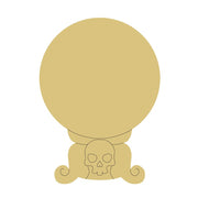 Design By Line Crystal Ball MDF Cutout With Attached Skull Stand - Unfinished For DIY