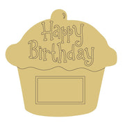 Design By Line Cupcake MDF Cutout Happy Birthday - Unfinished For DIY