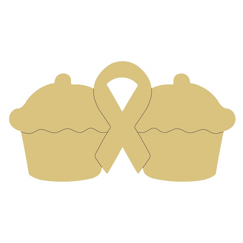 Design By Line Cupcake Duo MDF Cutout Ribbon Center Silhouette - Unfinished For DIY