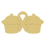 Design By Line Cupcake Duo MDF Cutout Ribbon Center Silhouette - Unfinished For DIY