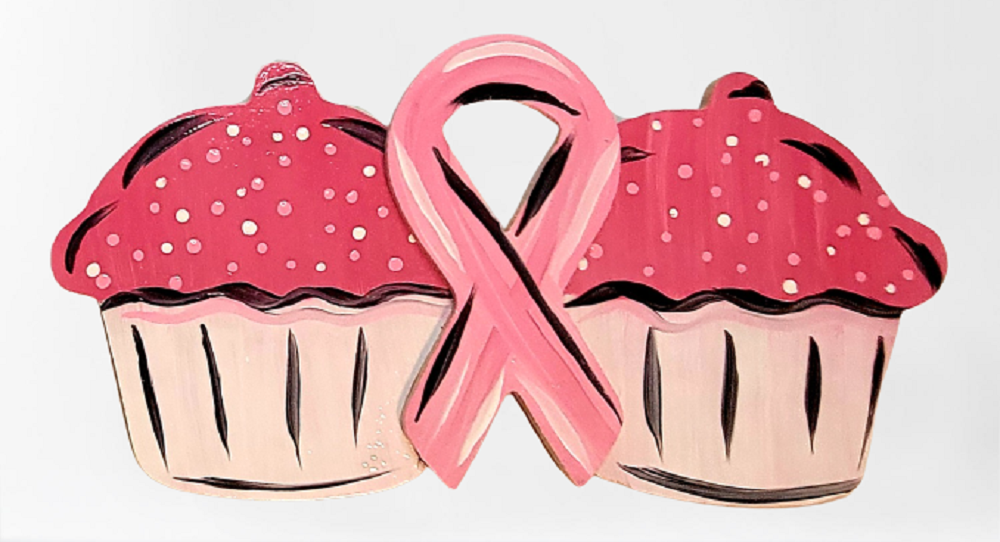 Design By Line Cupcake Duo MDF Cutout Ribbon Center Silhouette - Unfinished For DIY