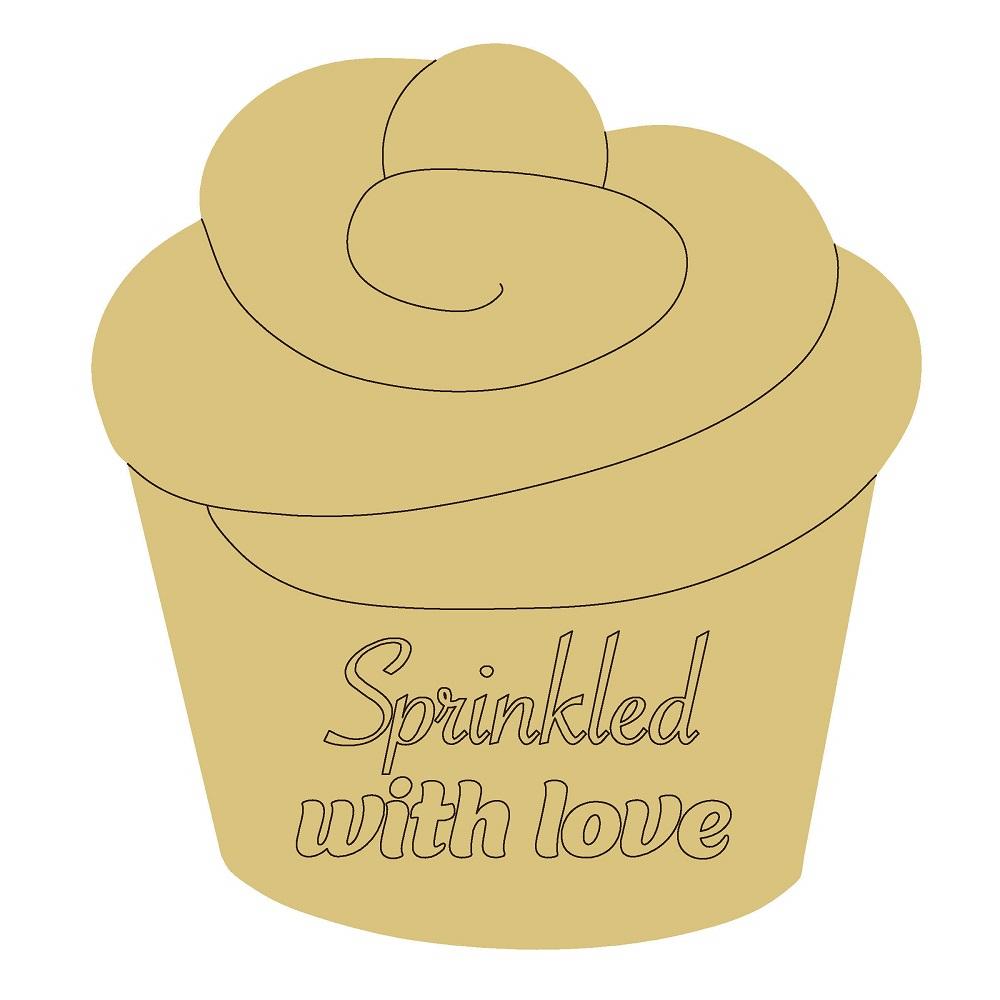 Design By Line Cupcake MDF Cutout Sprinkled With Love - Unfinished For DIY