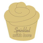 Design By Line Cupcake MDF Cutout Sprinkled With Love - Unfinished For DIY