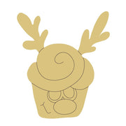 Design By Line Cupcake MDF Cutout With Reindeer - Unfinished For DIY
