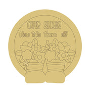 Design By Line Round MDF Cutout Cute Shoes Now Take Them Off Floral Basket - Unfinished For DIY