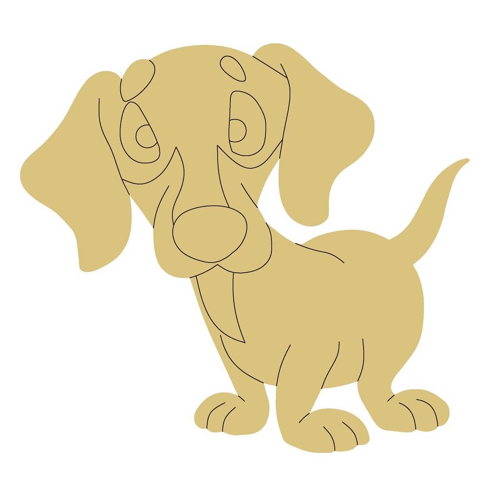 Design By Line Dachshund MDF Cutout Silhouette Style 3 - Unfinished For DIY