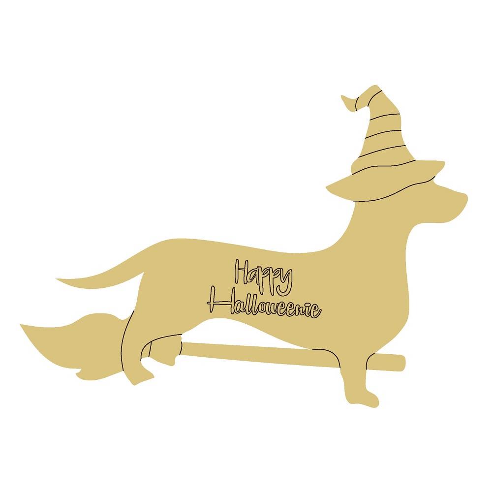 Design By Line Dachshund Silhouette MDF Cutout Happy Halloweenie - Unfinished For DIY