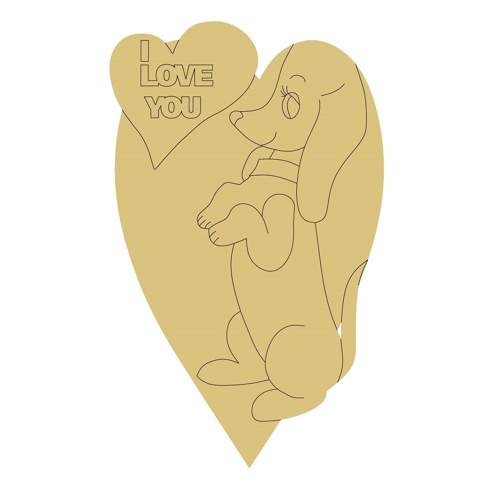 Design By Line Heart MDF Cutout I Love You Dachshund - Unfinished For DIY